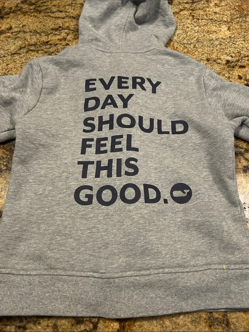 Vineyard Vines Kids Gray Zip Hoodie with Navy Whale Logo